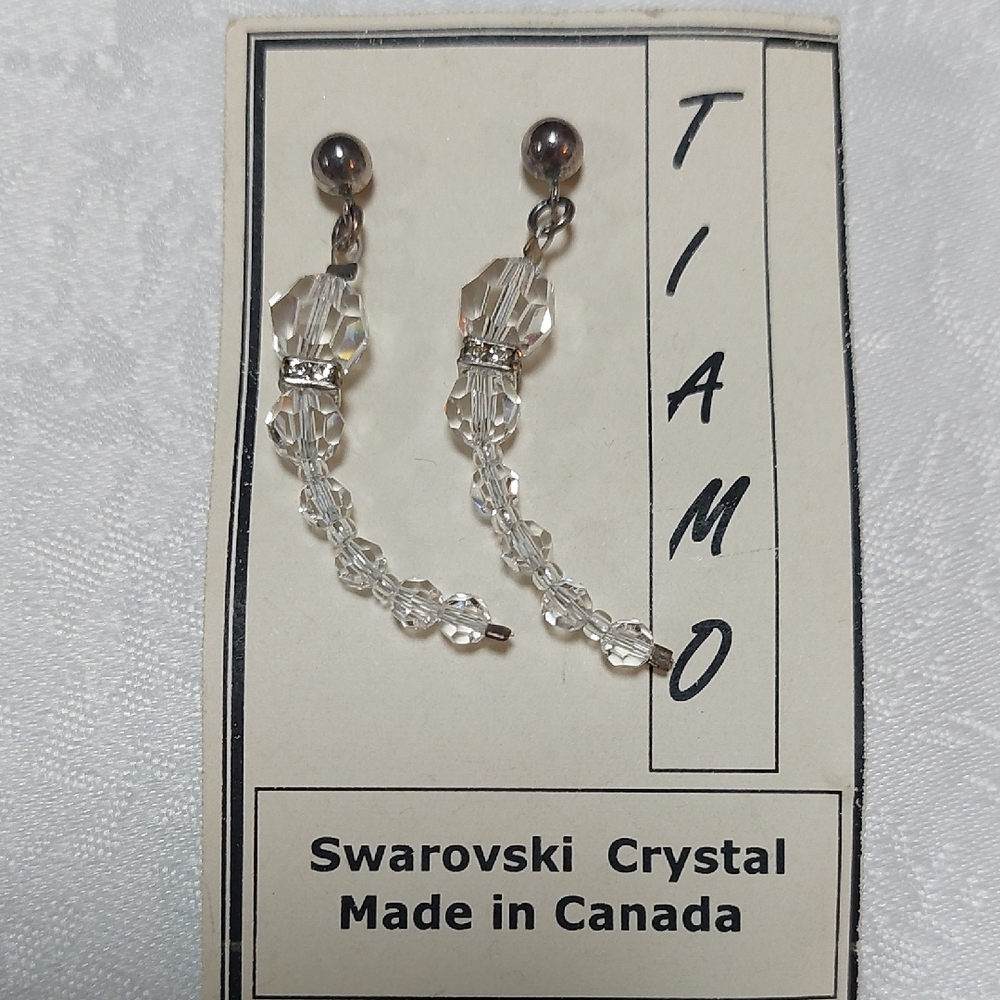 TiAMO Swarovski Crystal Earrings - Silver and Clear